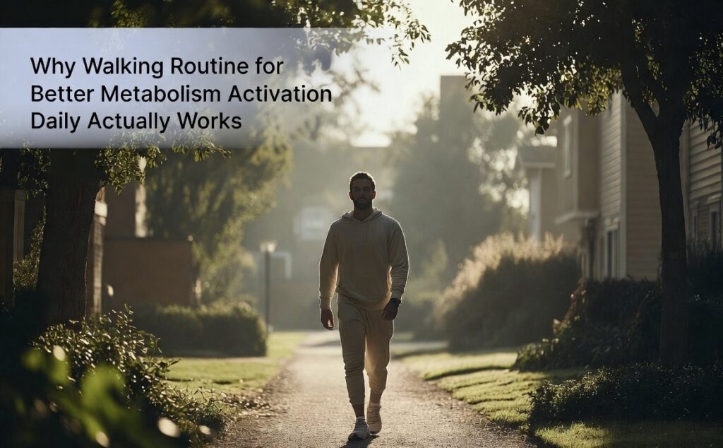 Walking routine for better metabolism activation daily explained with outdoor walking lifestyle scene