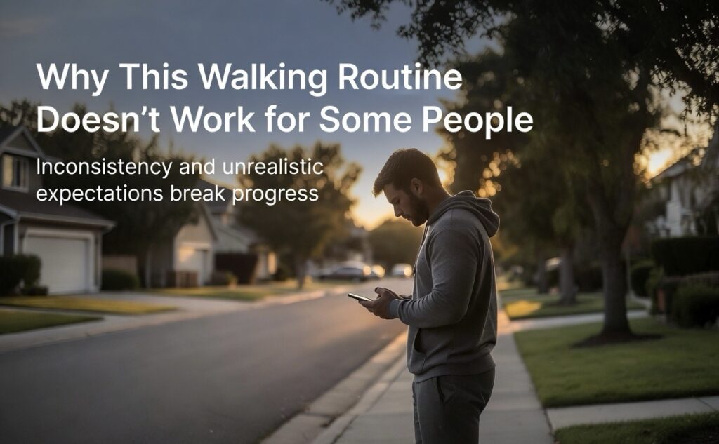 walking routine inconsistency and common mistakes affecting metabolism activation daily habit progress scene