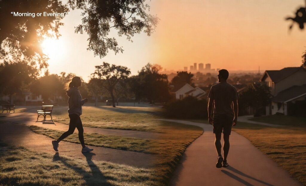 Morning and evening brisk walking comparison