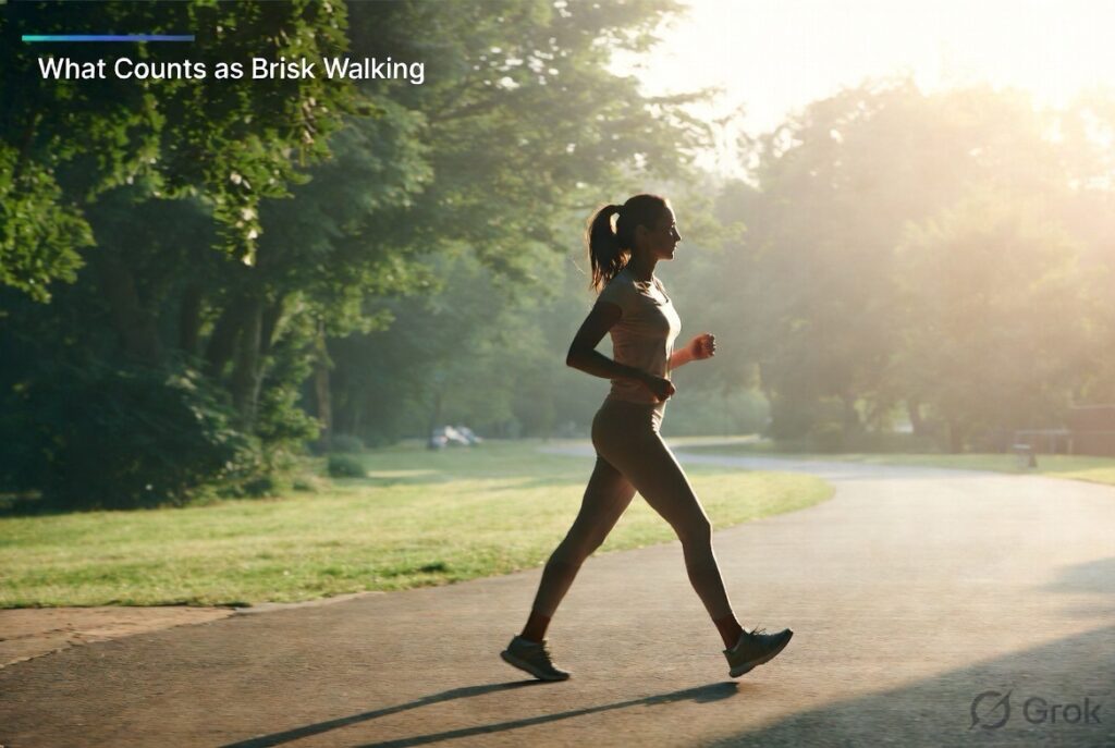 Person brisk walking at steady pace