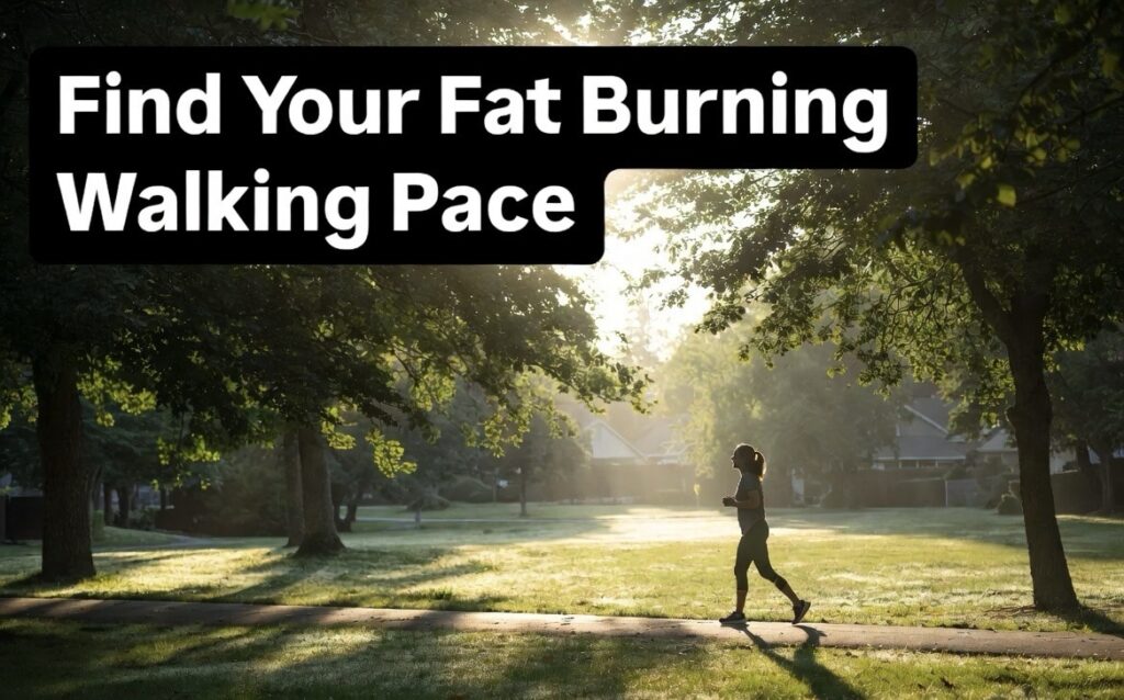 Person finding ideal brisk walking pace in park for fat burning zone