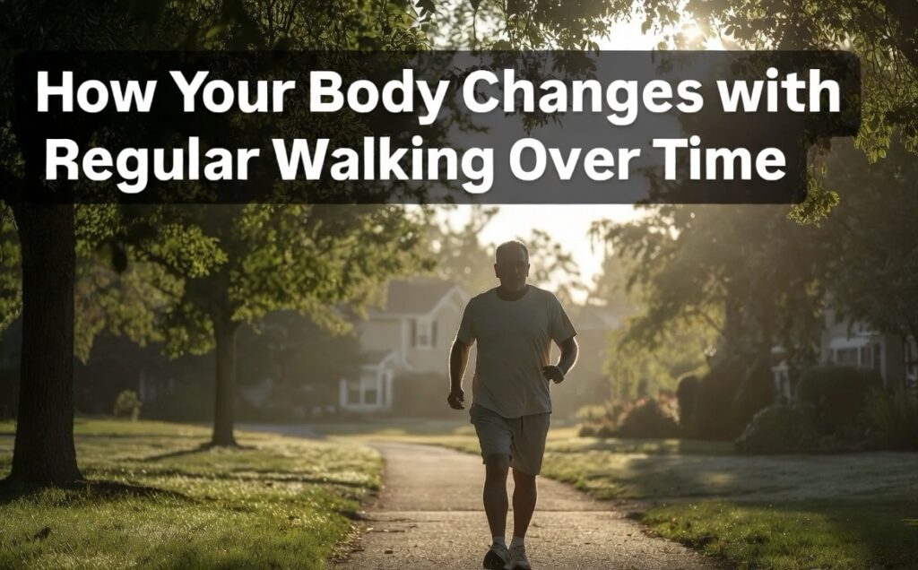 Body changes from regular walking showing gradual fitness and improved energy over time