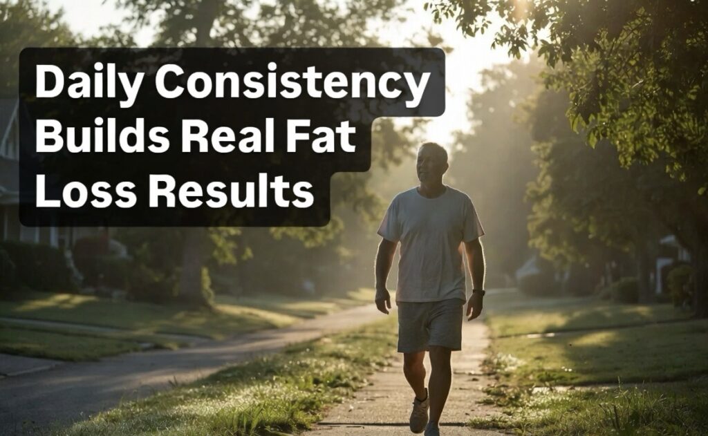 Consistent daily walking routine showing long term fat loss and fitness benefits