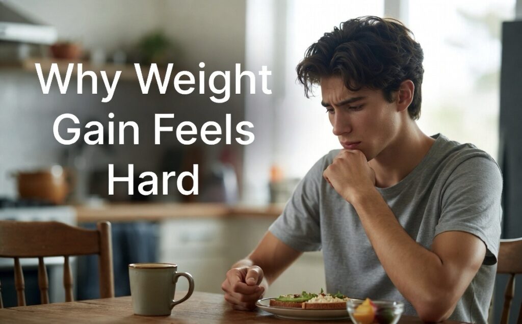 Person struggling with healthy weight gain habits