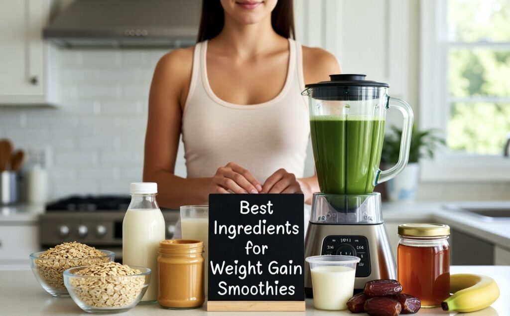 Healthy weight gain smoothie ingredients kitchen setup