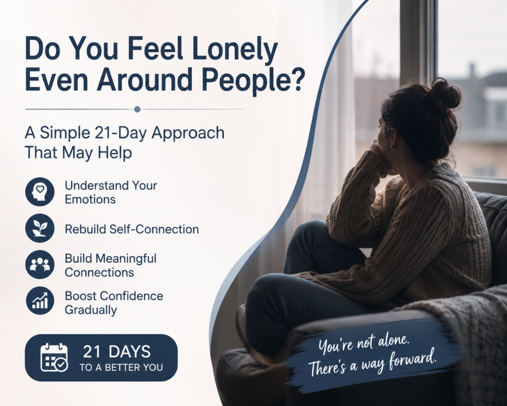 Lonely person exploring a 21-day emotional wellness guide