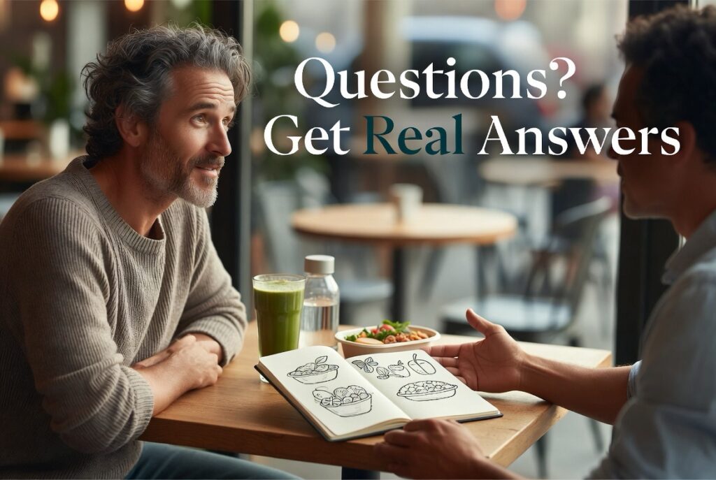 People discussing healthy nutrition habits in American coffee shop