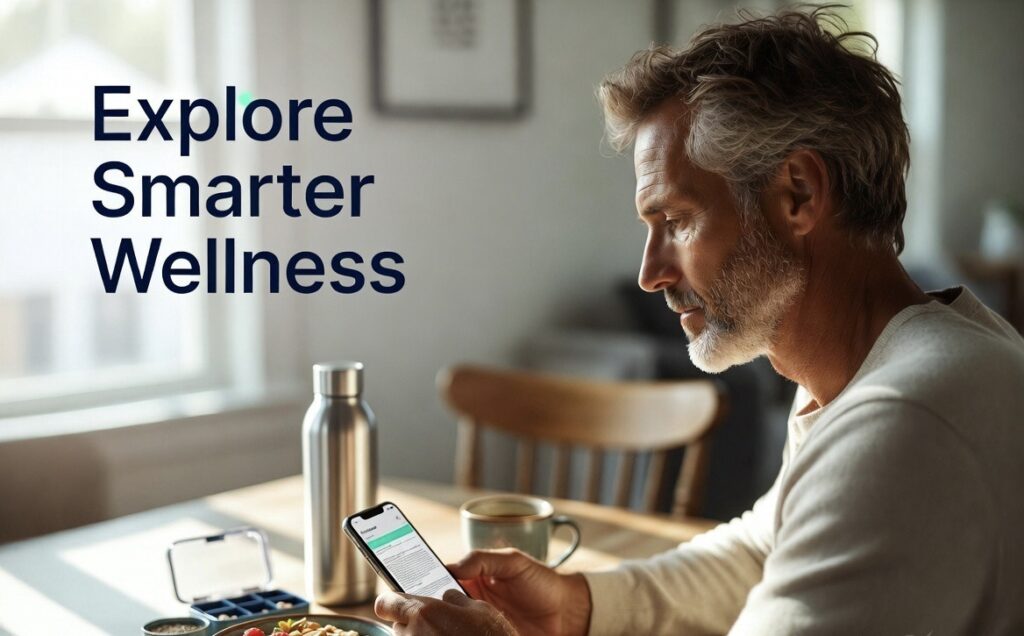 American adult researching science-backed wellness options for natural daily energy