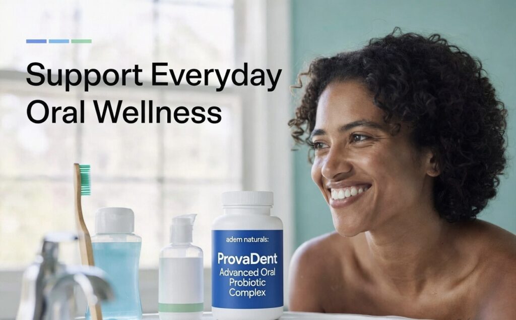 Healthy smile supporting daily oral wellness routine